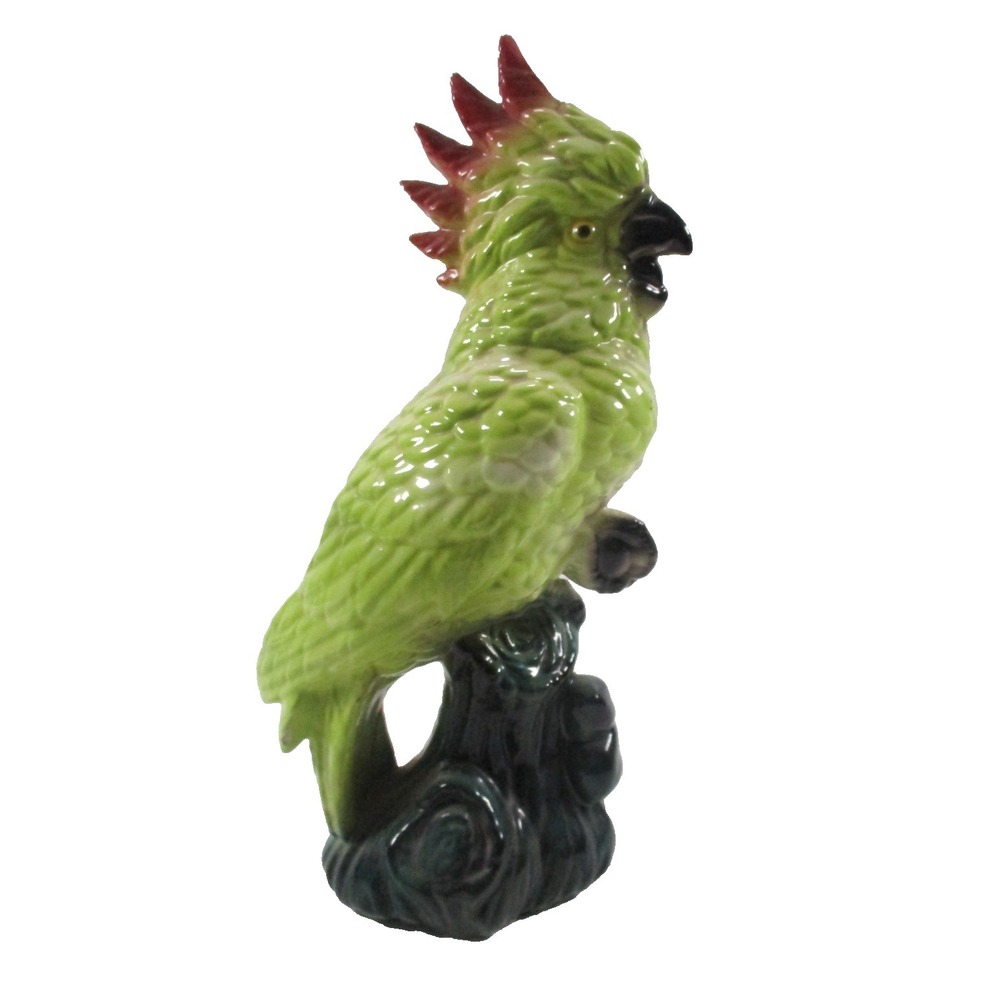 10" VINTAGE Ceramic Chartreuse Cockatoo Parrot Mid Century Maddux Bird Figurine